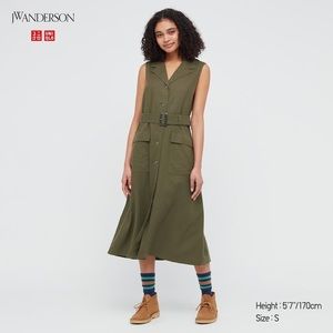 JW Anderson for Uniqlo military green linen shirt dress